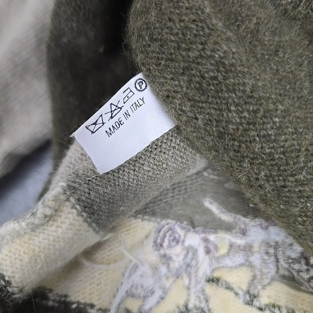 Christina Santandrea Wool‎ Angora Embroidered Cocker Spaniel Sweater Small Green